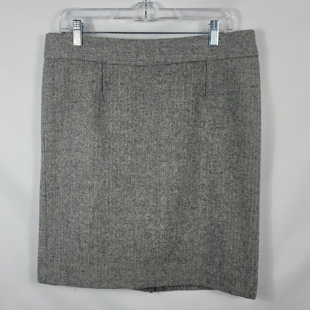 Banana Republic Wool Blend Pencil Skirt Women's Size 10 Gray Herringbone